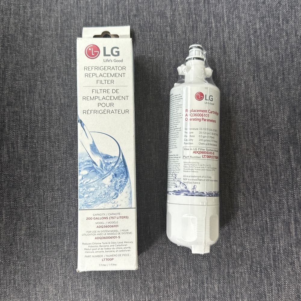 NEW Genuine LG Refrigerator Replacement Filter ADQ36006101, LT700P Single Filter